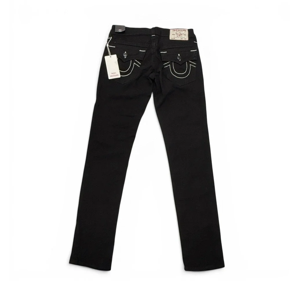 True Religion Rocco Relaxed Skinny Jeans Black Big T Flap Mens 29 NWT
